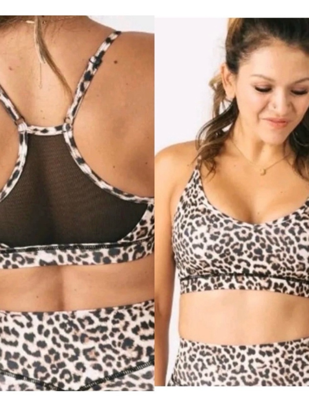 ZYIA Leopard Brilliant Mesh Sports Bra Large Like NEW EUC Removable Pads